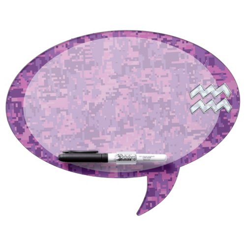 Aquarius Zodiac Sign on fuchsia digital camouflage Dry Erase Board