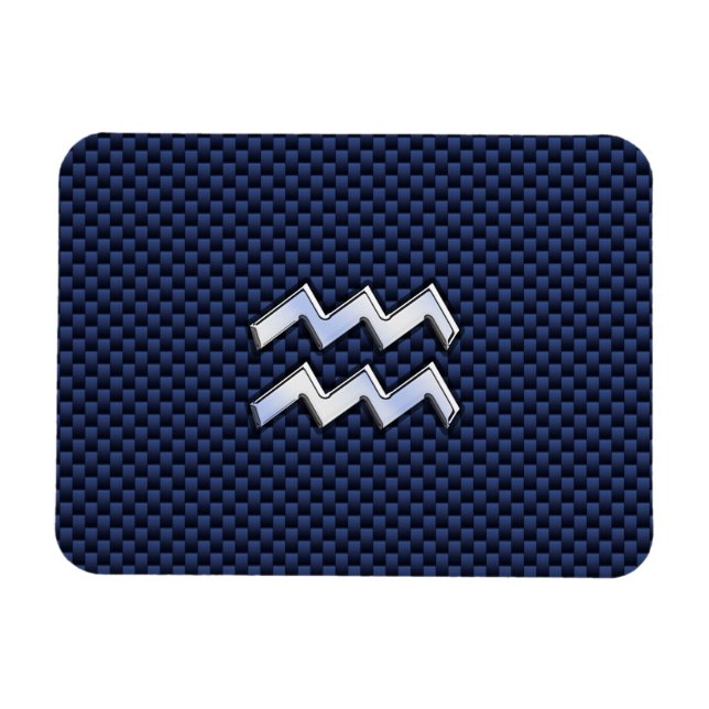 Aquarius Zodiac Sign on navy blue carbon fiber Magnet (Horizontal)