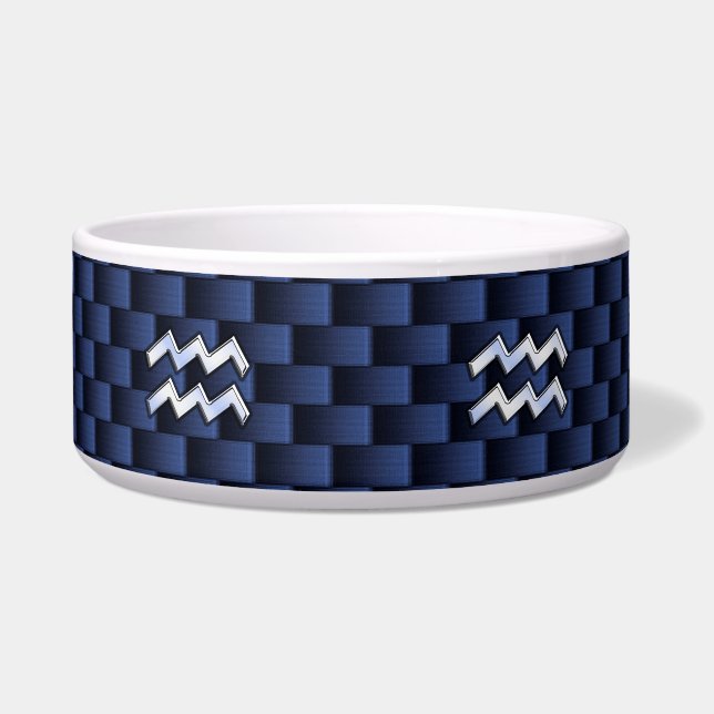 Aquarius Zodiac Sign on Royal Blue Carbon Fiber Bowl (Front)