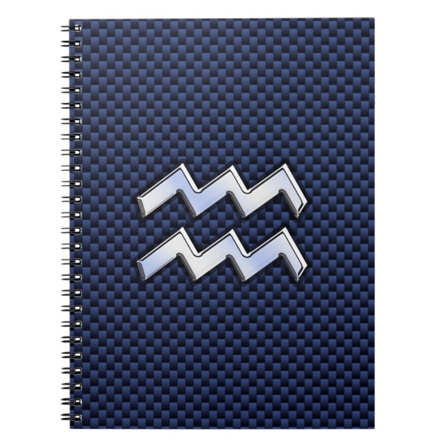 Aquarius Zodiac Sign on Royal Blue Carbon Fiber Notebook (Front)