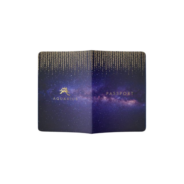 Aquarius Zodiac Sign - Passport Cover (Opened)
