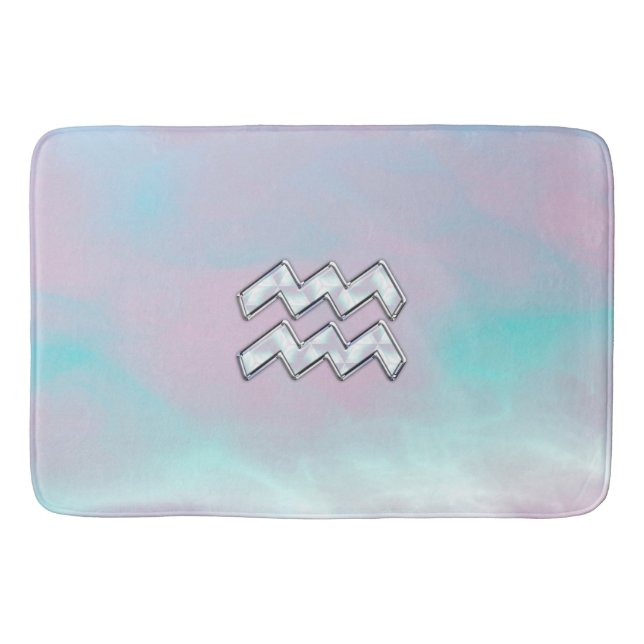Aquarius Zodiac Sign Pastels Mother of Pearl Decor Bath Mat (Front)
