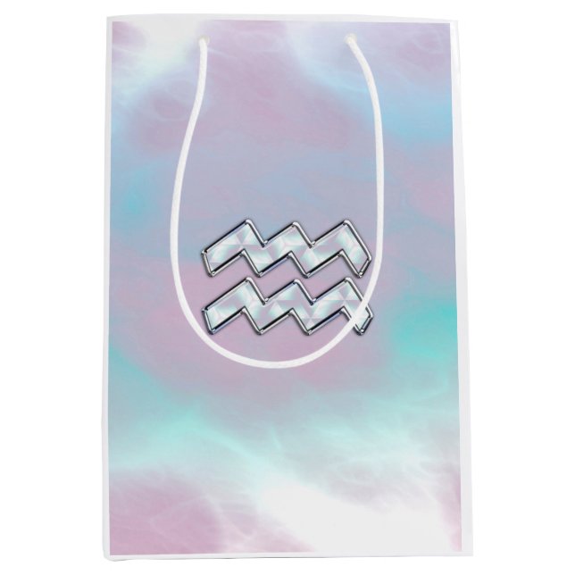 Aquarius Zodiac Sign Pastels Mother of Pearl Decor Medium Gift Bag (Front)