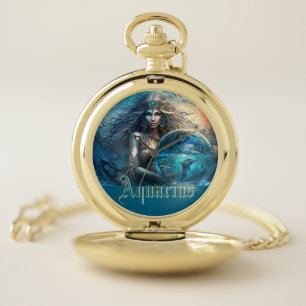 Aquarius Zodiac Sign Pocket Watch