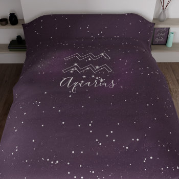Aquarius Zodiac Sign Purple Galaxy Duvet Cover by mothersdaisy at Zazzle