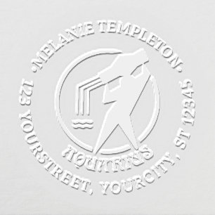 Aquarius Zodiac Sign Round Name Return Address Embosser