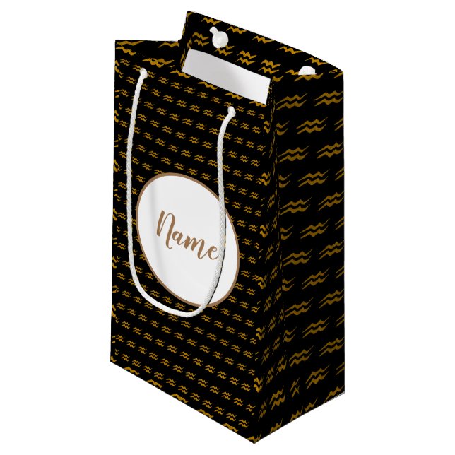 Aquarius Zodiac Sign Small Gift Bag (Front Angled)
