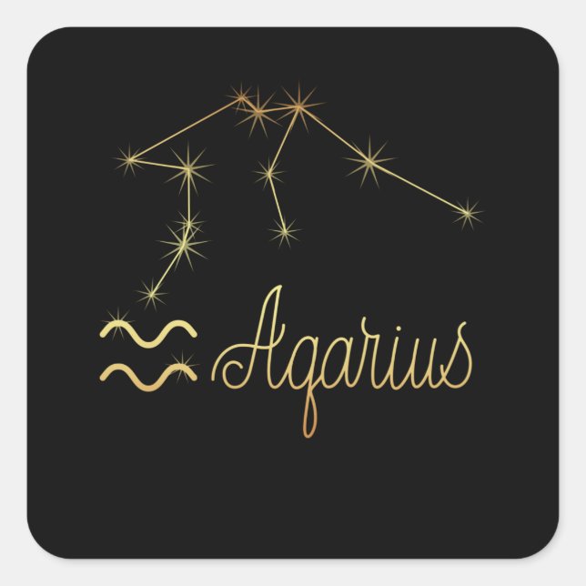 Aquarius Zodiac Sign Square Sticker (Front)