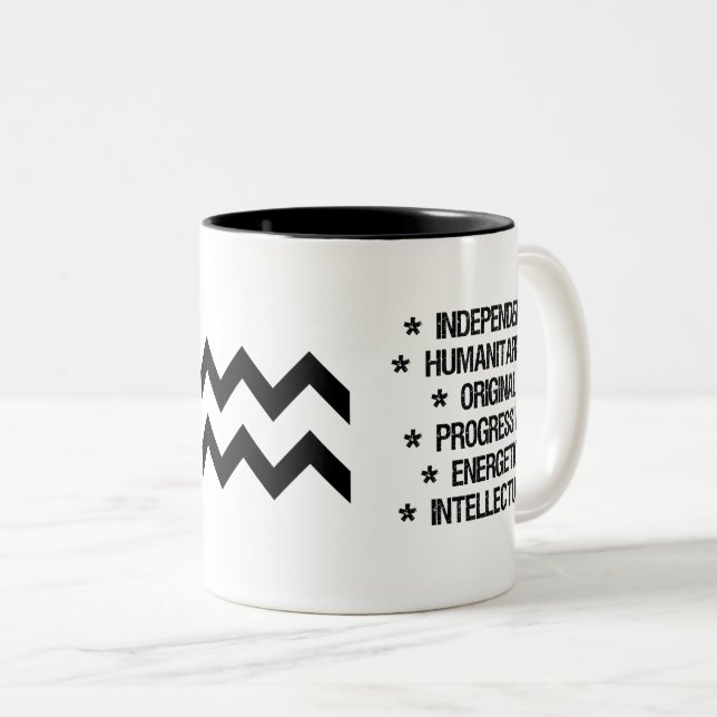 Aquarius Zodiac Sign ("the great one") Two-Tone Coffee Mug (Front Right)
