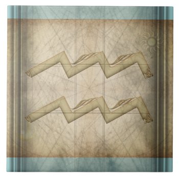 Aquarius Zodiac Sign Tile by Specialeetees at Zazzle