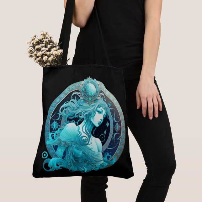 Aquarius Zodiac sign Tote Bag (Close Up)
