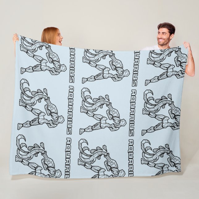 Aquarius Zodiac Sign (Transparent) Fleece Blanket (In Situ)