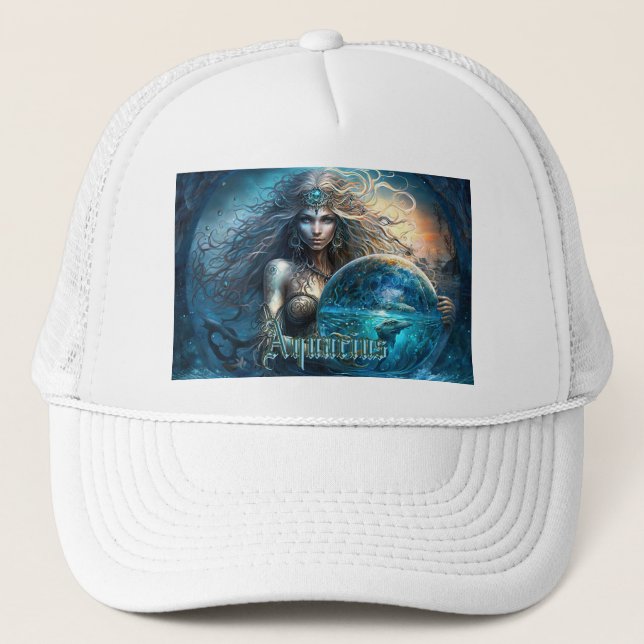 Aquarius Zodiac Sign Trucker Hat (Front)