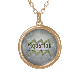 Aquarius Zodiac Sign U Pick Color Gold Plated Necklace