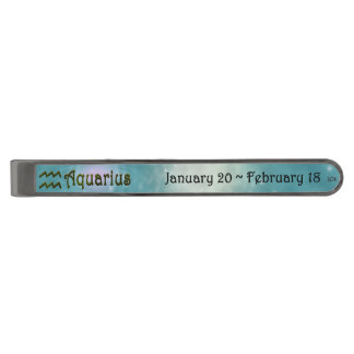 Aquarius Zodiac Sign U Pick Color Gunmetal Finish Tie Bar