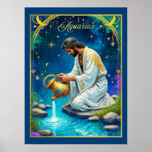 Aquarius Zodiac Sign Under a Starry Sky