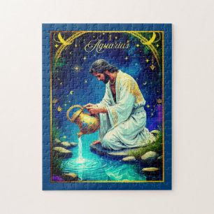 Aquarius Zodiac Sign Under a Starry Sky Jigsaw Puzzle