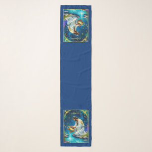 Aquarius Zodiac Sign Under a Starry Sky Scarf