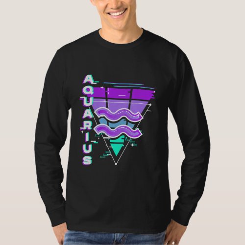 Aquarius Zodiac Sign Vaporwave Aesthetics 80s 90s  T_Shirt