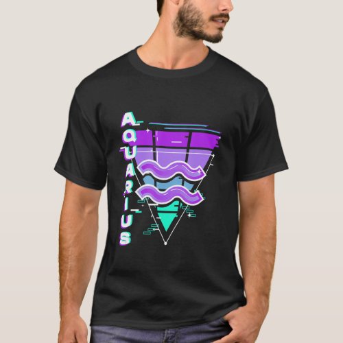 Aquarius Zodiac Sign Vaporwave Aesthetics 80s 90s  T_Shirt