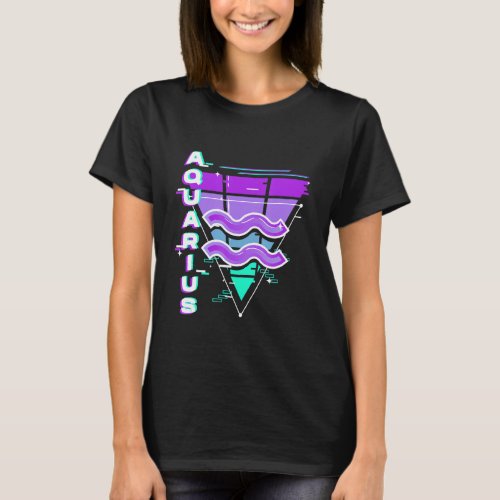 Aquarius Zodiac Sign Vaporwave Aesthetics 80s 90s  T_Shirt