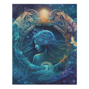 Aquarius Zodiac Sign Watercolor Design