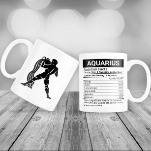Aquarius Zodiac Sign with Nutrition Facts, Giant Coffee Mug