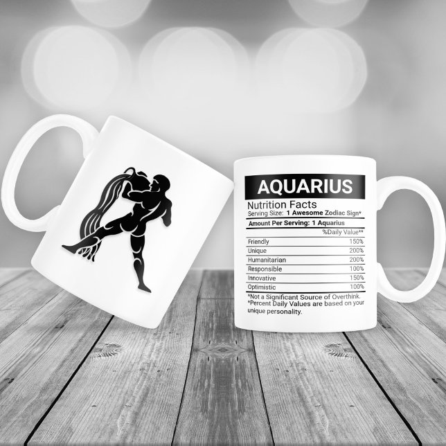 Aquarius Zodiac Sign with Nutrition Facts, Giant Coffee Mug (Creator Uploaded)