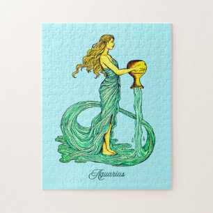 Aquarius Zodiac Sign, Woman with Flowing Water Jigsaw Puzzle