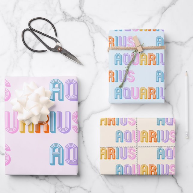 Aquarius zodiac sign Wrapping Paper Sheet Set of 3 (Front)