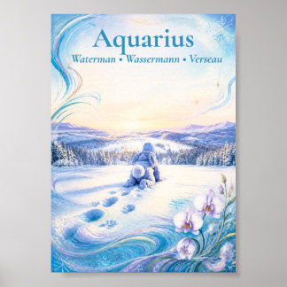 Aquarius Zodiac Small Art | Dreamy Astrology Poster