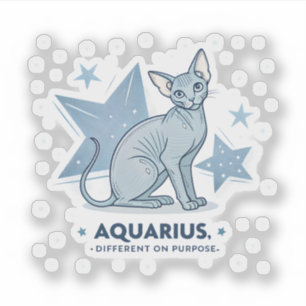 Aquarius Zodiac Sphynx Cat Different Purpose Art Sticker