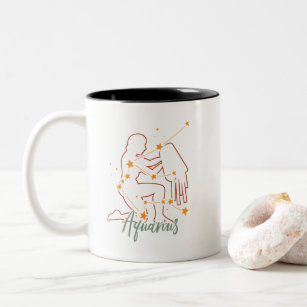 Aquarius Zodiac Star Sign Astrology Birthday Gift Two-Tone Coffee Mug