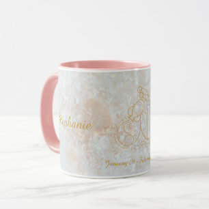 Aquarius Zodiac Star Sign Cosmic Monogram Glitter Mug