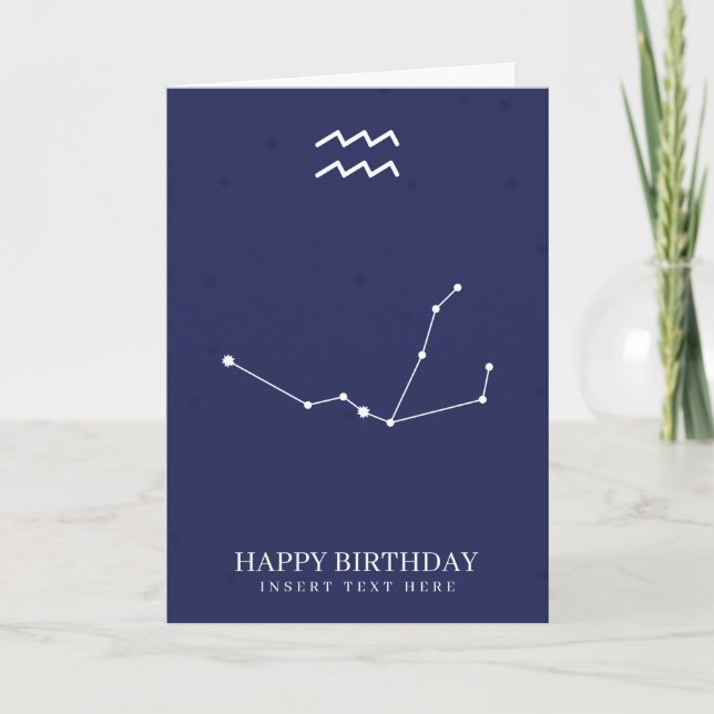 Aquarius Zodiac Star Sign Custom Birthday Card (Front)