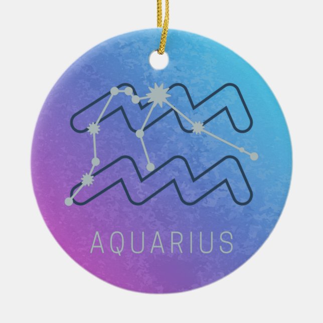 Aquarius Zodiac Star Sign Horoscope Constellation Ceramic Ornament (Front)