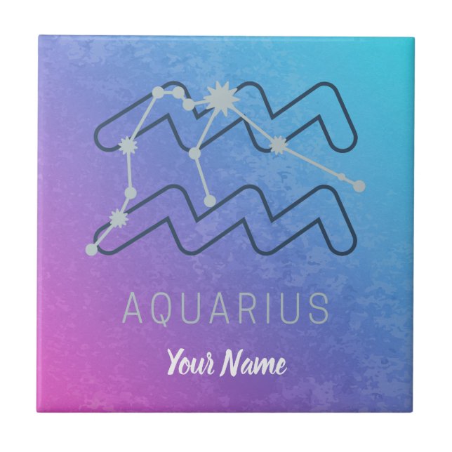Aquarius Zodiac Star Sign Horoscope Constellation Ceramic Tile (Front)