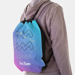 Aquarius Zodiac Star Sign Horoscope Constellation Drawstring Bag