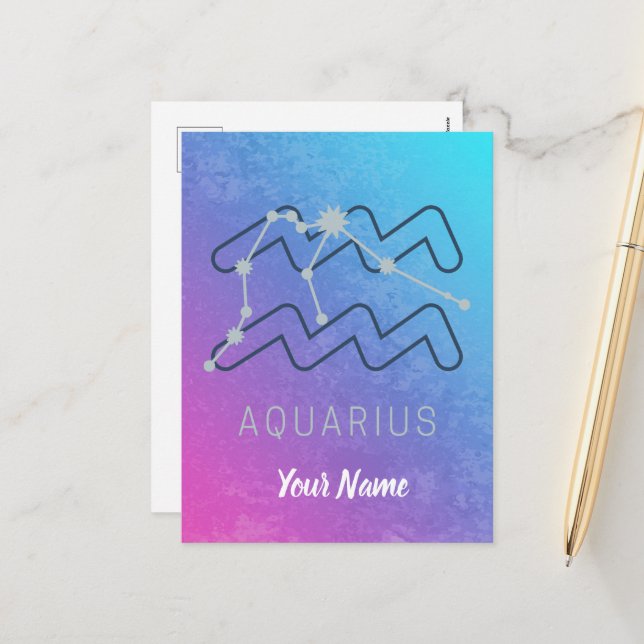 Aquarius Zodiac Star Sign Horoscope Constellation Holiday Postcard (Front/Back In Situ)