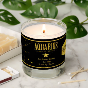 Aquarius Zodiac Star Sign Personalized Scented Candle