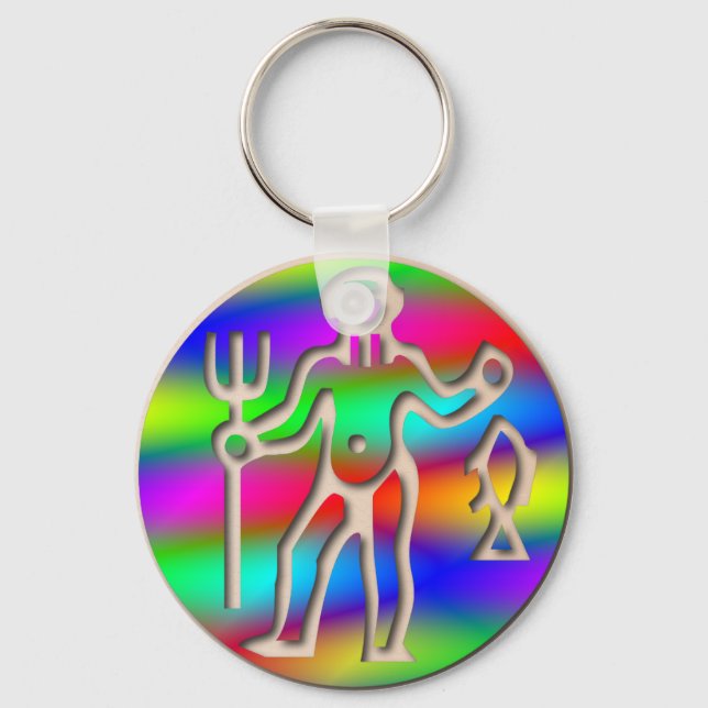 Aquarius Zodiac Star Sign Rainbow Keychain (Front)