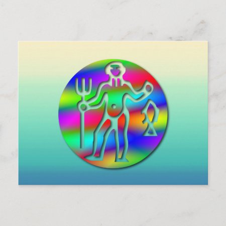 Aquarius Zodiac Star Sign Rainbow Postcard