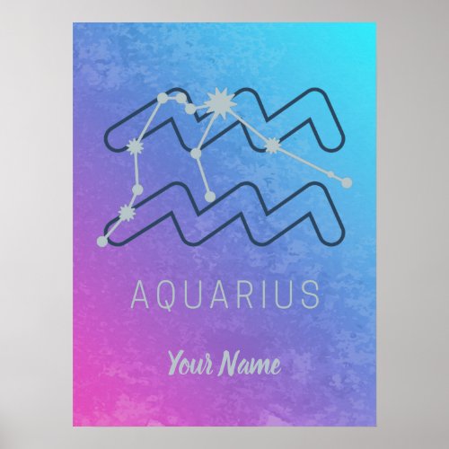Aquarius Zodiac Star Sign Watercolor Horoscope