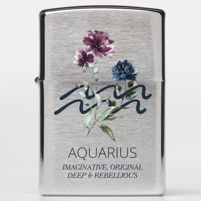Aquarius Zodiac Star Sign Zippo Lighter (Front)