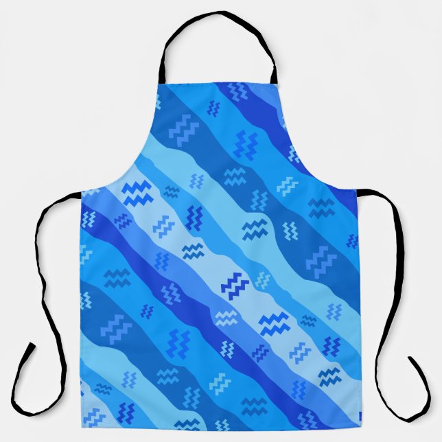 Aquarius Zodiac Stripes Apron (Front)