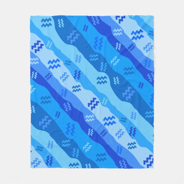 Aquarius Zodiac Stripes Fleece Blanket (Front)