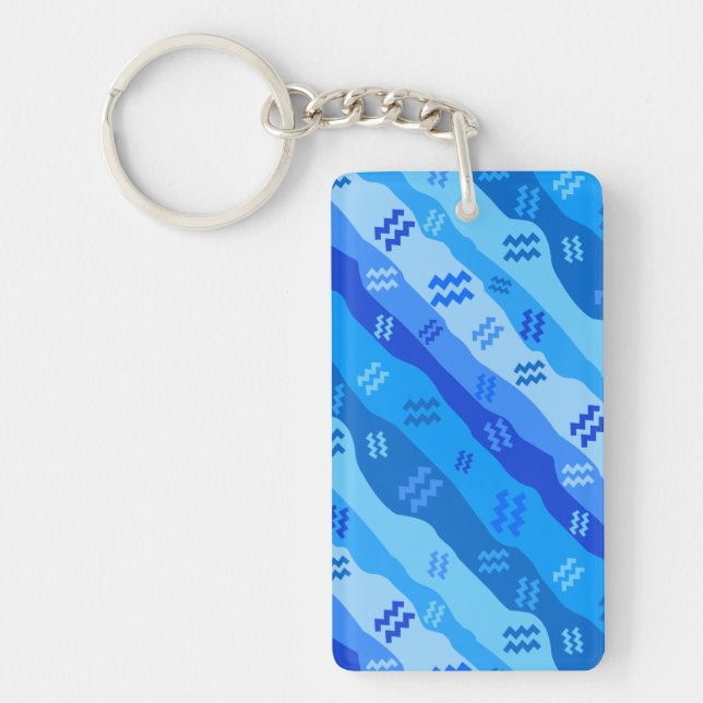 Aquarius Zodiac Stripes Keychain (Front)