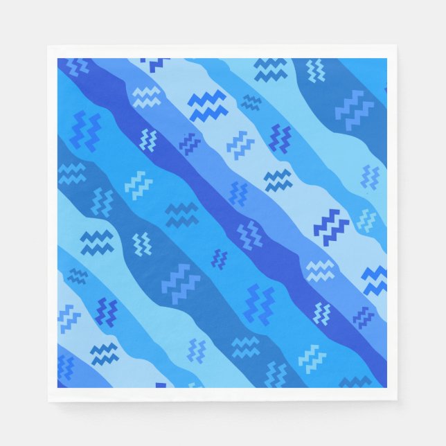 Aquarius Zodiac Stripes Napkins (Front)