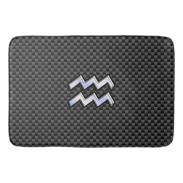 Aquarius Zodiac Symbol Carbon Fiber Decor Bath Mat (Front)