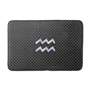 Aquarius Zodiac Symbol Carbon Fiber Decor Bathroom Mat